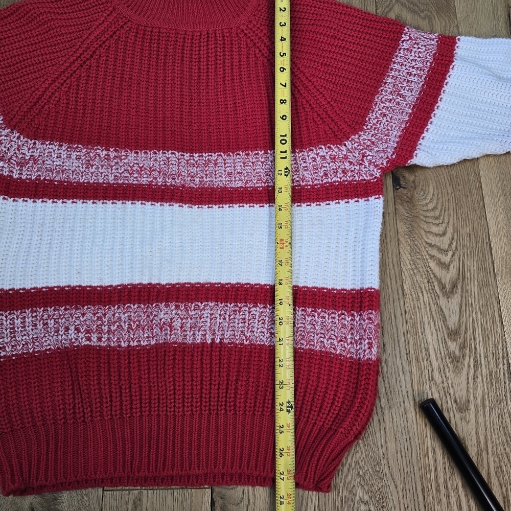 Vintage Cherry Stix Red and White Striped Women's Tunic Sweater Oversized Medium - Picture 7 of 7